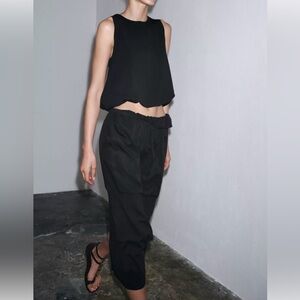 ZARA COMBINED KNIT MIDI SKIRT